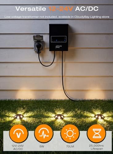 CLOUDY BAY [6 Pack] 6W LED Landscape Well Lights, 12-24V Low Voltage In-Ground Uplights IP65 Waterproof Aluminum Turret Top Anti-Glare,5CCT Selectable 2700K/3000K/3500K/4000K/5000K,Bronze - Image 3