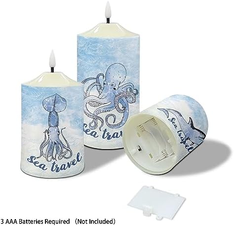Cozeyat Flameless Bullet Floating Candles with Remote Blue Sea Travel Design Electric Candles Home Decoration 4/6H Timer Dancing Flames Waterproof Tea Lights Candles 3Packs - Image 3