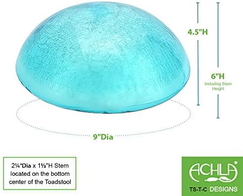 Achla Designs Glass Toadstool Mushroom Gazing Ball, Teal - Image 3