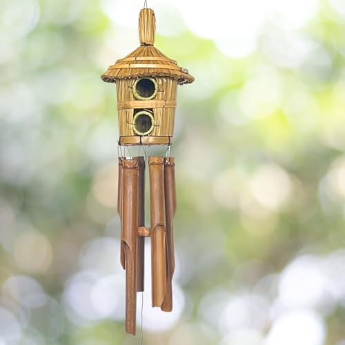 Bellaa Bamboo Wind Chimes with Bird House - 38" Handmade Japanese Style Wooden Windchime for Outdoor Garden Patio Decor - Deep Tone Musical Gift - Image 5