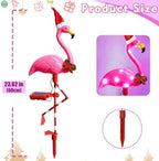 Solar Garden Lights Christmas Decorations 2 Packs Solar Flamingo Light Outdoor Waterproof,Birthday Xmas Gifts for Women Mom,Pink Flamingo Garden Statue Decorative Lights for Yard Art Patio Porch Lawn - Image 2