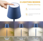 CHLORANTHUS 2 Pack Cordless Table Lamps, 3 Colors Stepless Dimming, 5000mAh Rechargeable Battery LED Desk Lamp for Bedroom/Couple Dinner/Desk/Cafe/Dining Room/Terrace - Image 2