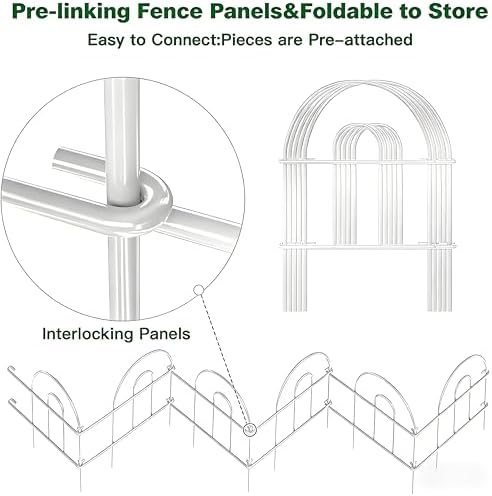 AMAGABELI 25 Panels 24in(H)×35ft(L) Decorative Garden Fence No Dig Rustproof Metal Pre-Linking Fence Panels Garden Edging Border Animal Barrier Fencing for Flower Beds Yard Patio Outdoor Decor White - Image 2