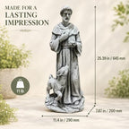 25.39 Inch St Francis Garden Statue With Lamb And Bird, Large Yard Statues - Image 2