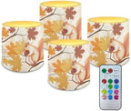 Cute Squirrel Flameless Candles with Remote Timer, Battery Operated Maple Leaf Flickering LED Electric Pillar Candles Set of 4 Thanksgiving Decorations by WelcometoLuarisgur