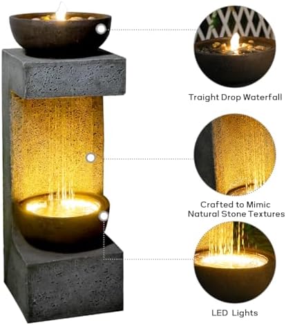 Sunlinua 34h Modern Outdoor Water Fountain with Rain Curtain - Image 7