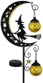 Halloween Solar Garden Stake Light Crescent Moon Black Witch by Unknown