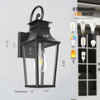 ALVIME Dusk to Dawn Outdoor Wall Lighting, 17 Inch Matte Black Outdoor Sconce Lights, Exterior Light Fixtures for House, Front Door, Porch, Patio, Garage, E26 Base& High Strength Clear Glass - Image 4