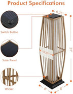 Grand patio Solar Outdoor Floor Lamp, Waterproof Wicker Boho Patio Lantern with Warm LED Light, Cordless Solar Standing Light for Porch, Deck, Garden & Poolside Decor, Large Taurus - Image 6