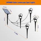 APONUO Solar Spot Lights Outdoor 4-in-1 Solar Landscape Lighting Dusk to Dawn Solar Uplights IP65 Waterproof 9.8ft Cable Outdoor Spot Lights for Yard Pathway Garden Tree Decoration (Cool White) - Image 6