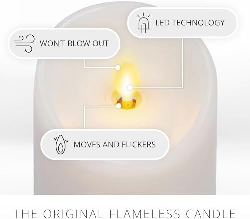 Luminara - Flameless LED Battery Operated Flickering Pillar Candles - White - Pack of 1-3x4.5 - Realistic Moving Flame Real Wax Indoor/Outdoor Decor - Image 2