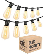 Lightdot 400FT Outdoor String Lights, LED Bistro String Lights with Shatterproof ST38 Vintage Bulbs, 2200K Dimmable, Waterproof Hanging Lights for Porch, Deck, Garden, Backyard, Balcony - ETL Listed by LightdotLighting
