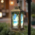 Solar Lantern Outdoor Waterproof Window Beach Sunset Ocean Landscape Palm Tree Tropical Coastal Scenery Garden Decor LED Solar Lights Hanging/Tabletop Lamp Gifts for Women Mom for Outside Yard Patio by DERUINVAIO