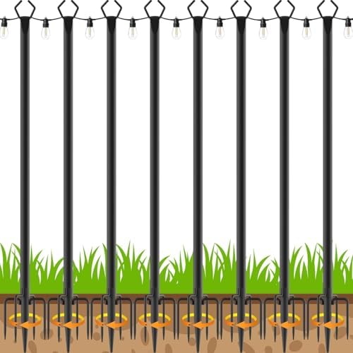 AILBTON 10Ft Exterior Light Poles 8 Pack, Durable Metal Light Posts for Outdoor Use, Equipped with Fixed Brackets for Yard, Terrace, Backyard and Garden Decor by AILBTON