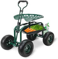 BESTHLS Rolling Garden Cart with Seat on Wheels Heavy Duty Support 500lb by BESTHLS
