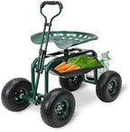 BESTHLS Rolling Garden Cart with Seat on Wheels Heavy Duty Support 500lb by BESTHLS