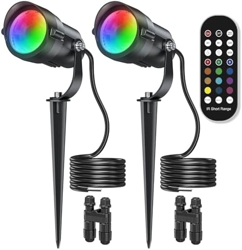 HIBOITEC RGBW Low Voltage Landscape Lighting with Remote Control 2Packs by HIBOITEC