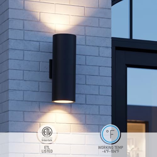 LEONLITE 2-Pack 22" Outdoor Cylinder Wall Light, Up and Down, E26 Base - Image 2