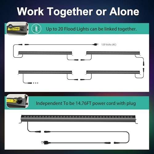 Linkable LED Light Bar Outdoor Color-Changing, 40″ RGBCW Wall Washer Light, 180W Smart Bluetooth App & Remote Control, 2700K-6500K Tunable White, IP65, for Stage, DJ, Home Patio & Commercial - Image 2