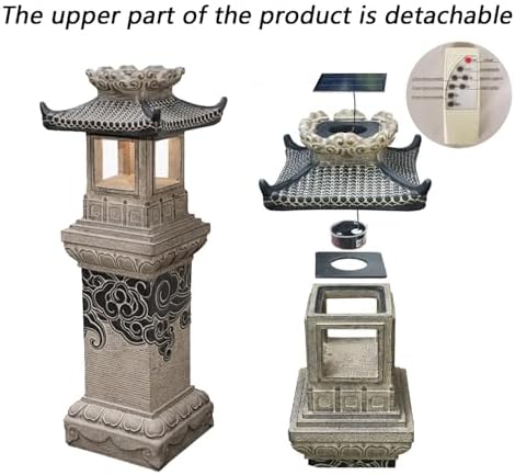 Solar Powered Pagoda Zen Garden Statue Japanese Garden Decor Water-Resistant Outdoor Lantern for Patio, Lawn, and Porch(120cm/47.2") - Image 7
