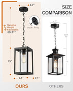 Beionxii Outdoor Pendant Light, Modern Exterior Hanging Porch Lantern - Image 2