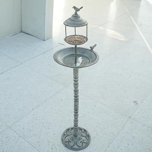 44.5" H 2 in 1 Metal Bird Bath, Standing Bird Feeder Garden Yard Decor - Image 5