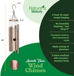 Nature’s Melody Aureole Tunes Wind Chimes – Outdoor Windchime with 6 Tubes Tuned to E Pentatonic Scale, 100% Rustproof Aluminum, Powder Finish & S Hook Hanger for Sympathy, Memorial Gift or Zen Garden - Image 6