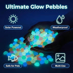 Colorful Glow-in-the-Dark Garden Stones, Rainbow Luminous Pebbles for Outdoor Walkway Patio Lawn Yard Landscaping, Glowing Stepping Rocks for Garden Path Fish Tank Aquarium Decor (1000, Green) - Image 5