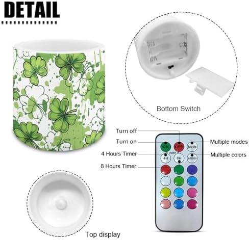 Flickering Flameless Candles with Remote and Timer Battery Operated Candles for St Patrick's Day Shamrocks LED Pillar Tea Lights for Patio Porch Banquet Home Decorations - Image 2