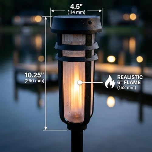 FoxFlame Metal Solar Torch Lights, Solar Tiki Torches, Patented Fire Effect - Image 3