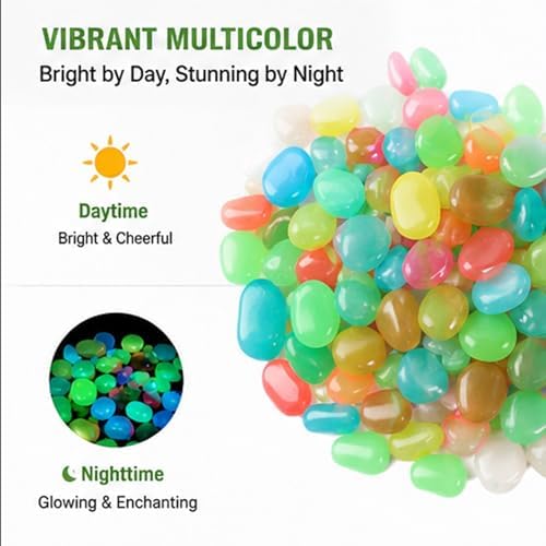 Magical Glowing Pebbles,1000PCS Colorful Glow-in-the-Dark Garden Stones,Waterproof Night Guide Pebbles Glow in the Dark,Glow in the Dark Rocks Outdoor,for Garden Path Yard Fish Tank (Orange,1000) - Image 4