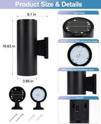 pearlstar 2 Pack Solar Wall Lights Outdoor Dusk to Dawn Sconces Light 10.6" - Image 7