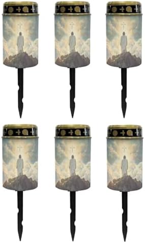 Poceacles 6 Pack Cross Solar Candle Cemetery Lights - LED Garden Solar Pathway Lights Outdoor Waterproof with Dusk to Dawn Sensor, God Cross by Poceacles