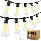 MGVIH Outdoor String Led Patio Lights - 150Ft 45M Outside Waterproof Light ST38 Shatterproof Bulb Connectable Hanging Outdoor Electric Lighting for Backyard Yard Gazebo Porch Party by MGVIH
