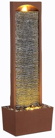 Teamson Home 38.5" Faux Slate Outdoor LED Waterfall Fountain, Red Rock - Image 4