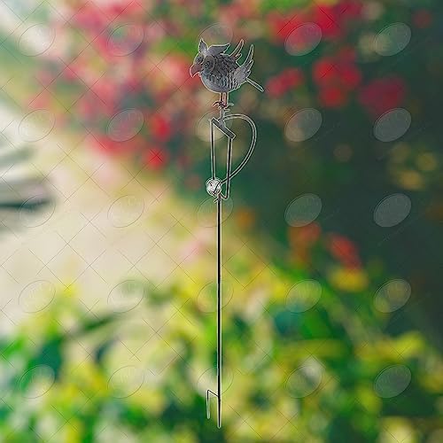Red Carpet Studios Garden Stake Yard Art Metal and Glass Balance Rocker with 4-Prong Stake, 55" Tall, Owl - Image 5