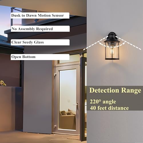 MICSIU 100W Max Black 3 Modes Motion Sensor Security Outdoor Wall Light - Image 4