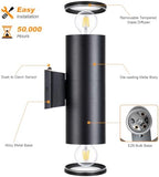 DAKAFUL Dusk to Dawn Outdoor Lighting Sensor Wall Lights 2-Pack, Modern Cylinder Up Down Lights Fits Standard E26 Bulbs, IP65 Waterproof Exterior Wall Sconce for Porch Patio etc. - Image 4