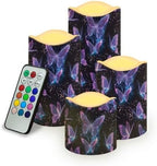Purple Butterfly Flameless Candles with Remote Timer Battery Powered LED Candles Color Changing Pillar Electric Fake Candles Bulk for Indoor Set of 4 by Uorisanigo