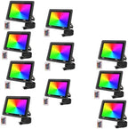 10pcs 50W LED RGB Flood Light Stage Lighting with US 3-Plug, Changing RGB Flood Lights with Remote Control, Dimmable Wall Washer Light 16 Colors 4 Mode for DJ Disco Party Garden Halloween by Unknown