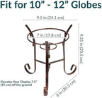 Sunnydaze 9” H Bronze Steel Gazing Ball Stand for 10” or 12” Garden Gazing Globes and Summer Trellis 10” Glass Solar Gazing Ball for Garden - Image 7