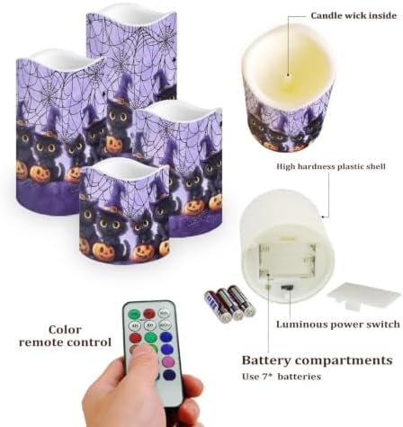 Witch Kitten Battery Operated Candles Set of 4 - Image 3