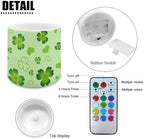 Pack of 4 Flickering Flameless Candles with Remote St Paddy Shamrocks Battery Operated LED Candles with Timer Elictric Pillar Lights for Home Decoration - Image 2