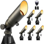 Gardenreet 12V Brass Spot Lights - Low Voltage Landscape Spotlight Outdoor, MR8 Wired LED Uplights Waterproof, Electric 180 Lumen Bronze for Bushes Patio with 2.5W 2700K Warm White Bulb (6 Pack) by Gardenreet