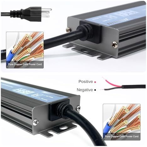 QNNP® LED Driver 150 Watts 12V DC with Plug, Low Voltage Transformer Waterproof IP67 Power Supply Transformer Adapter AC 85V-265V to 12V DC, LED Power Supply for Indoor Outdoor Lighting - Image 6