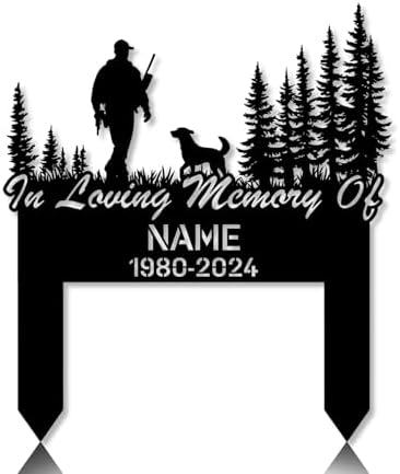 Personalized Hunter Grave Marker Hunter with Dog Memorial Garden Stake 8-24 inch Hunter Dad Loss Gift, Hunter Memorial Gift Loss of Loved One (Hunter with Dog) by Linktee
