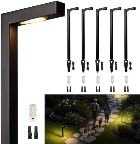 Gardenreet Brass Low Voltage L-Shaped Path Light, Black, G4, 3CCT, 6Pack by Gardenreet