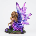 Fantasy Purple Sleeping Fairy Figurine, 3.15 Inch Blue-Purple Gradient Elf Statue, Hand-Painted Resin Decor with Flower Crown & Mini Mushroom Base for Desk, Fairy Garden, Bedroom - Image 7