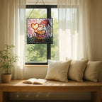 Valentine Gnome Hug Stained Glass Suncatcher – Square Hanging Window Panel for Home or Greenhouse – Whimsical Glass Art Gift for Garden Lovers, Christmas, Halloween, Father Days nULTXb - Image 7