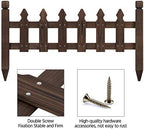 Topeakmart 532.5in Picket Fence for Garden, Wooden Fence Panels,Dark Brown - Image 6